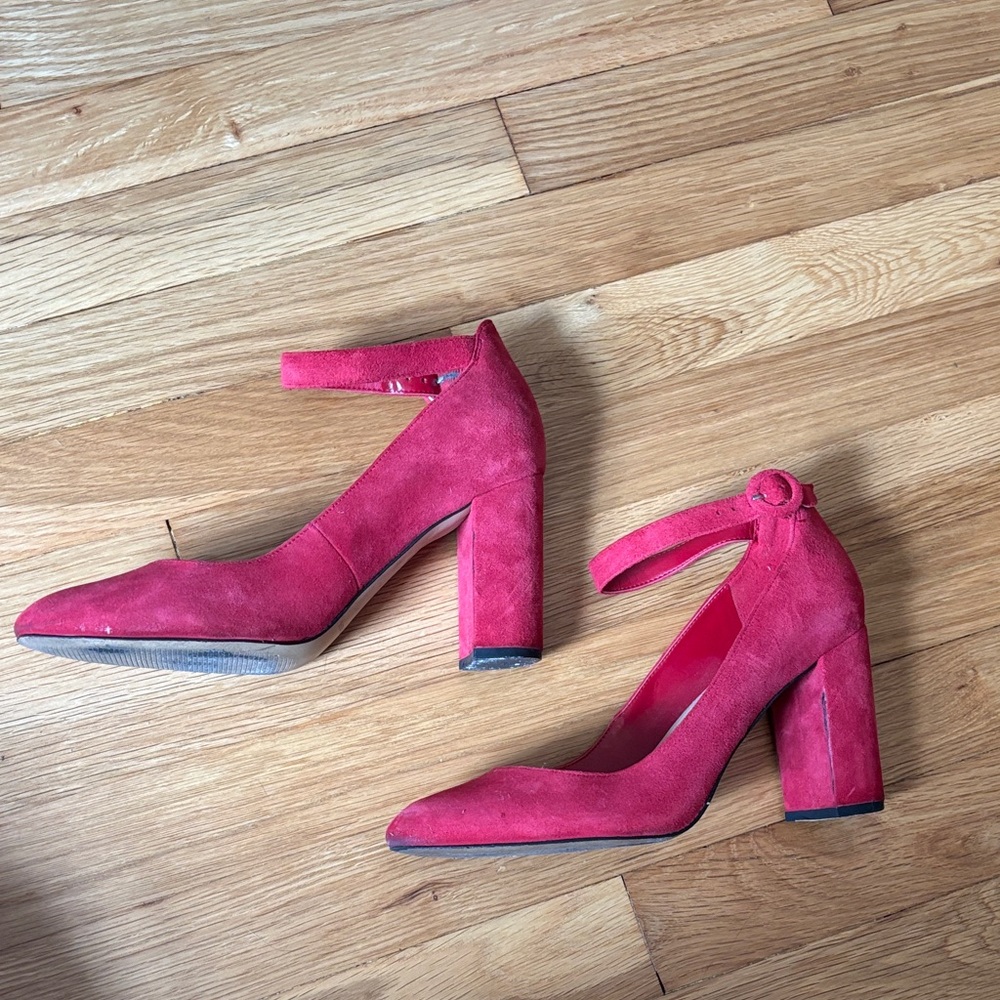 Marc Fisher Red Suede Block Heels